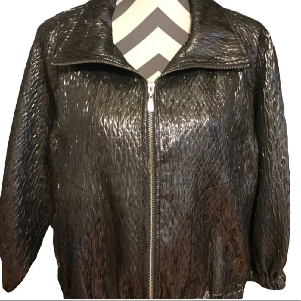 Peter Nygard Shiny Pewter Jacket MEDIUM